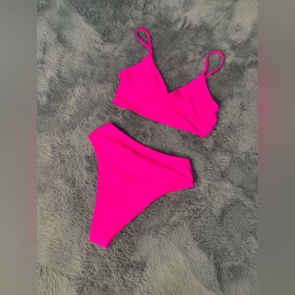 SHEIN Other - SHEIN neon pink high waist bikini swim suit